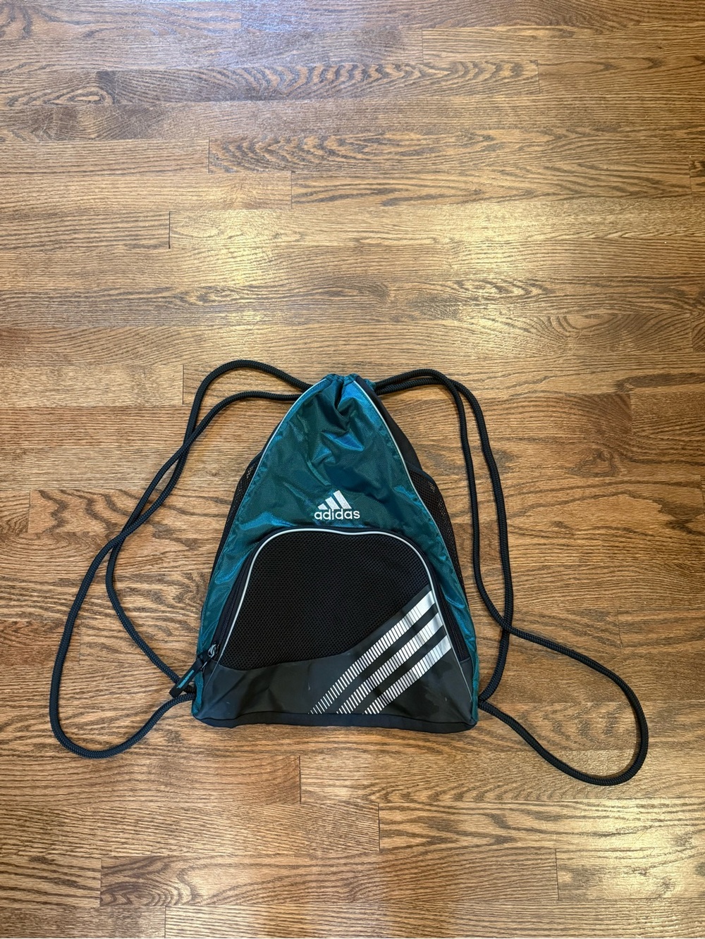 Adidas Dark Green and Black Drawstring Gym Bag